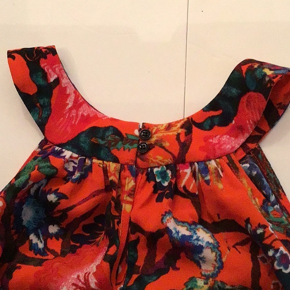 CATHRINES MALANDRINO MAXI ORANGE FLORAL DRESS SZ S - Picture 5 of 7
